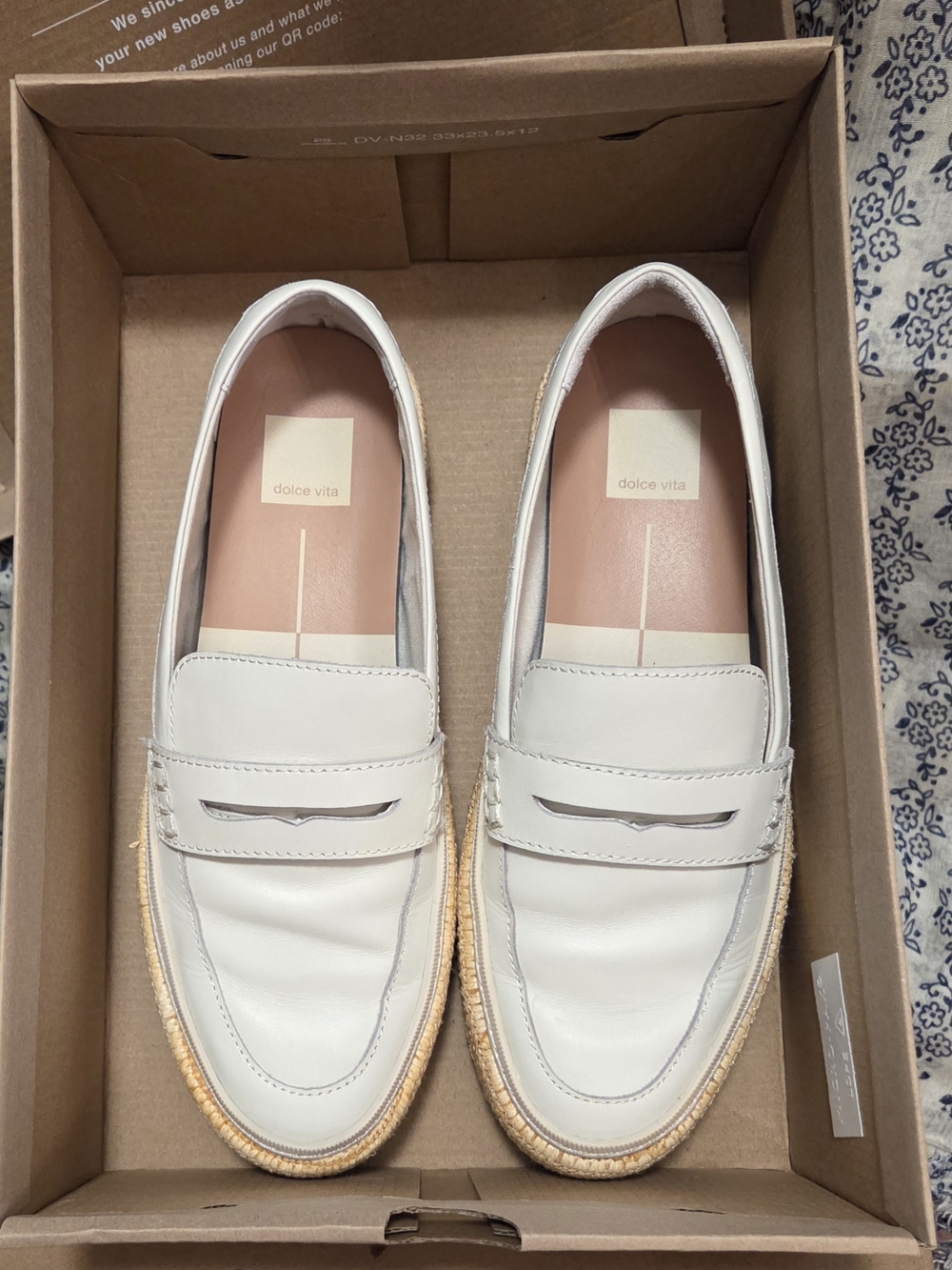Dolce Vita White Leather Espadrille Penny Loafers